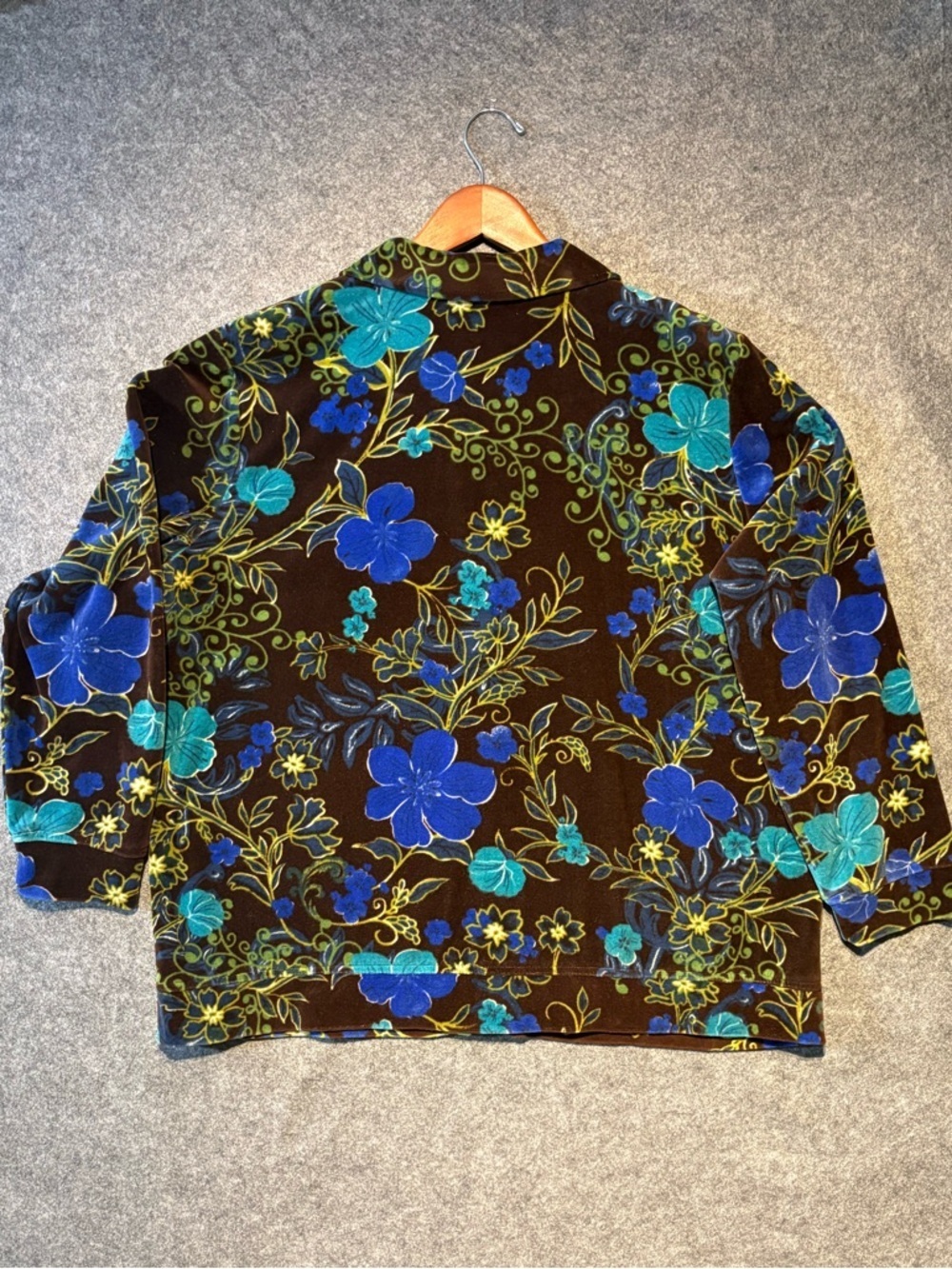 Women’s Velour Zip Jacket 1X Floral Maximalist Plus size vintage fairy grunge - Picture 3 of 11
